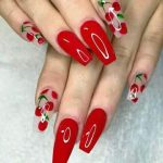 Cute red cherry nails | Inspiring Ladies | Short acrylic nails .