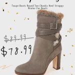Taupe Pointy Toe Block Heels Suede Fur Boots For Women Chic .
