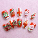 Japanese Nail Art Tips - Christmas Design Santa Claus Red & White .