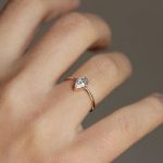 Solitaire Pear Diamond Engagement Ring, Half Carat Pear Diamond .