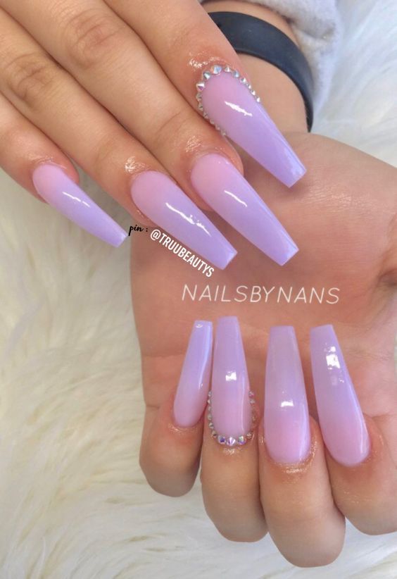 60 Cute Coffin Nails Colors Designs - NailiDeasTrends | Purple .