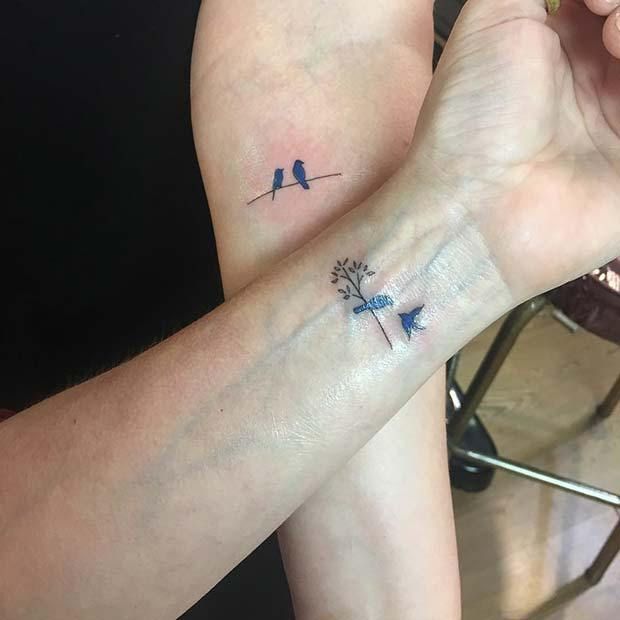 23 Popular Mother - Daughter Tattoos: #4. CUTE BIRD TATTOOS .