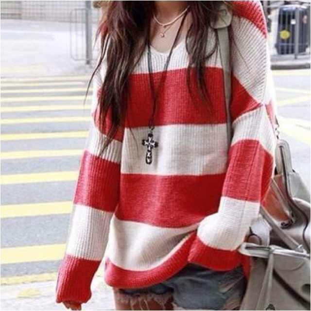 Red and White Striped Sweater