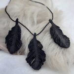 BLACK LEATHER FEATHER necklace | Feather necklaces, Feather .