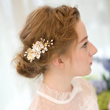 Amazon.com : AW BRIDAL Freshwater Pearl Wedding Hair Clip Pin .