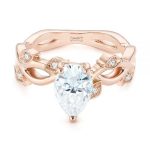 Custom Floral Moissanite And Diamond Engagement Ring #104880 .