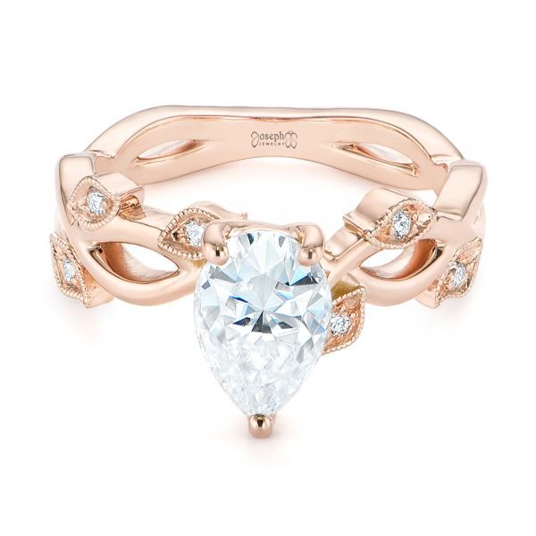 Custom Floral Moissanite And Diamond Engagement Ring #104880 .