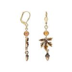 Leaf-and-acorn charms dangle from leverback ear wires in these .