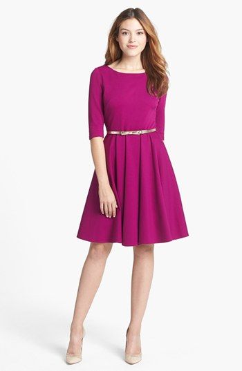 Eliza J Ponte Knit Fit & Flare Dress (Regular & Petite .