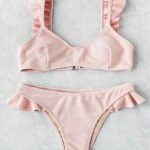 Light pink ruffle bikini set size small super cute flattering .