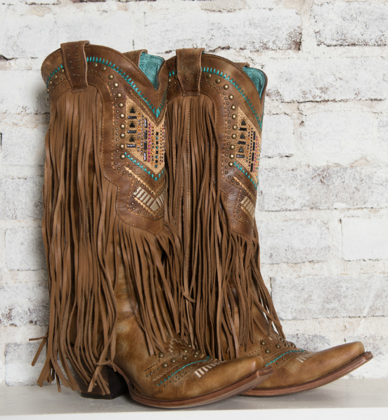 Women's Honey Crystal Pattern Fringe Boot - C2910 | Boots, Cowgirl .