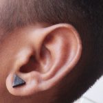 Designer Fashion Ear Stud - Black Triangle - Magnet or Piercing .