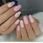 Light pink gel nails with silver glitter | Pink gel nails, Wedding .