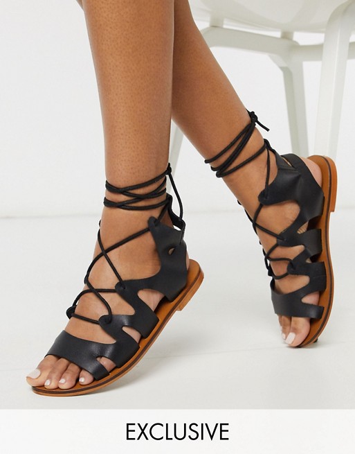 ASRA Exclusive Savannah gladiator sandals in black leather | AS