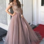 Gorgeous Prom Dresses,Off The Shoulder Prom Gown,Brown Prom .