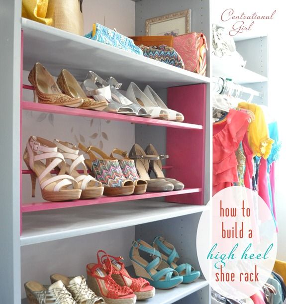 How to Build a High Heel Shoe Rack | Centsational Style | Diy shoe .