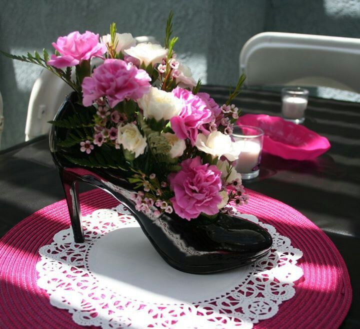 high heel shoe centerpiece ideas | Shoe centerpieces: Maybe .
