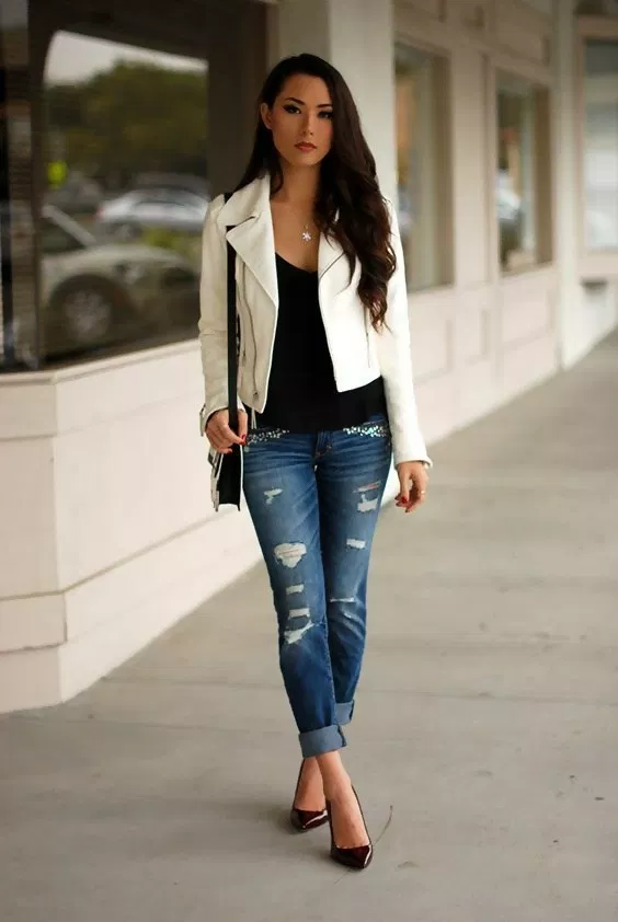 5 Best Leather Jacket Outfit Ideas to Copy Now | White leather .