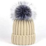 Amazon.com: Liouliu Women Warm Faux Fur Pom Pom Hat Lovely Slouchy .