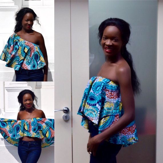 Ankara off shoulder top high low crop top by AmarysDesigns | Diy .