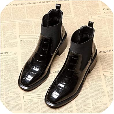 Amazon.com | Plush Ankle Boots Women Square Heel Chelsea Boots .