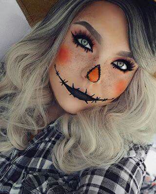 Halloween makeup, Pumpkin makeup, orange | Pretty halloween .