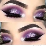 Amazing purple and glitter eye makeup | Purple smokey eye makeup .
