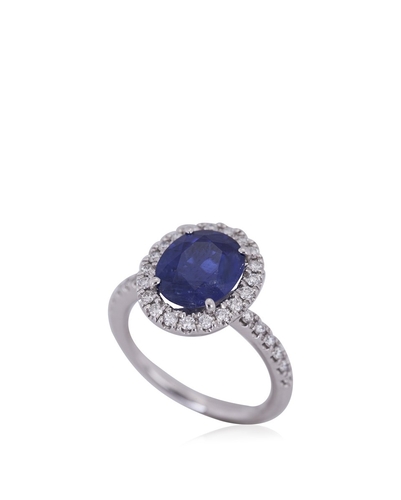 Customised Design 900 Platinum Dark Blue Sapphire Ring | Reebonz .