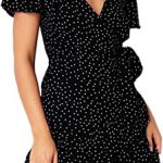 Relipop Summer Women Short Sleeve Print Dress V Neck Casual Short .