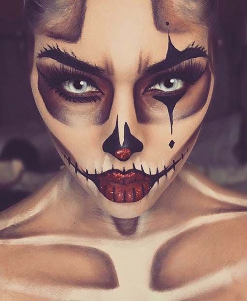 Skeleton Clown Halloween Makeup Idea for Women | Halloween .