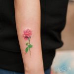 Delicate color rose tattoo | Small rose tattoo, Pink tattoo, Pink .