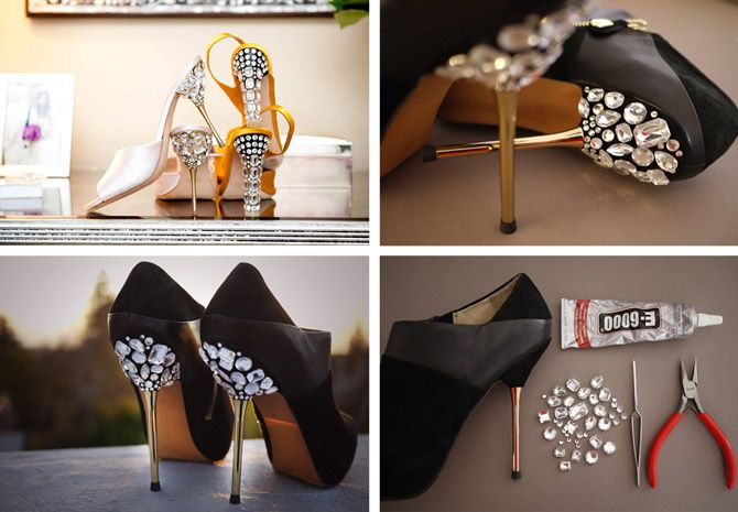 High Heel Shoes Makeover: DIY Jeweled Heels | Shoe makeover, Diy .