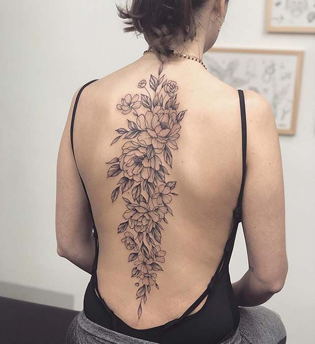 41 Beautiful Peony Tattoo Ideas for Women | StayGlam | Floral back .