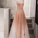 Pink Tull V Neck Stunning Prom Dress Customize Long Dress With .