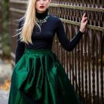 Green A-line Midi Skirt - Retro, Indie and Unique Fashion .
