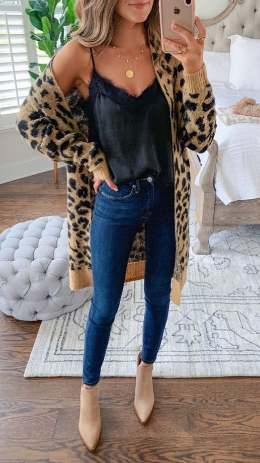 Cute Leopard Skirt Outfit #OutfitIdeas #WomenOutfits | Trendy .
