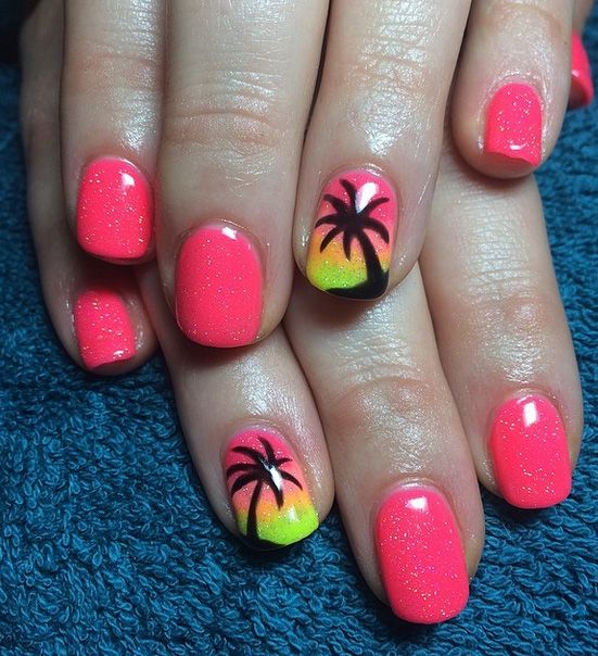 Easy and Cute Summer Nail Art Ideas | 5WaysTo.net | Palm tree .