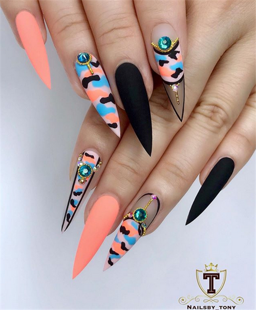 Gorgeous Acrylic Stiletto Nails Design In Summer - Nail Art .