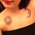 Excellent front shoulder sun moon tattoo design | Moon tattoo .