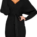 Amazon.com: YeMgSiP Womens Wrap Sweater Dresses Deep V Neck .