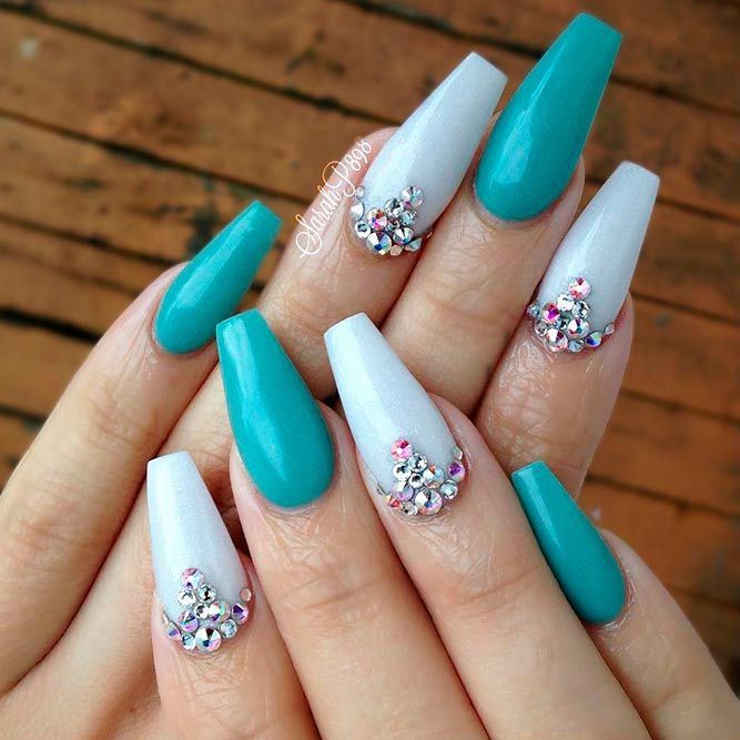 Exquisite Teal Color Nails Ideas | NailDesignsJournal.com | Teal .