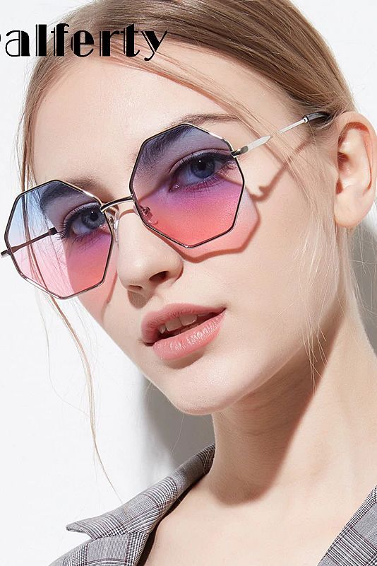 Ralferty Trendy Hexagon Sunglasses Women Sun Glasses UV400 Eyewear .