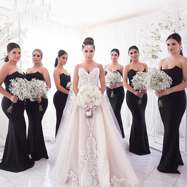 Black bridesmaid dresses, Unique strapless mermaid bridesmaid .