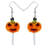 Acrylic Halloween Sweet Pumpkin Lollipop Candy Earrings Drop .