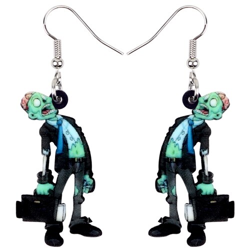 Bonsny Statement Acrylic Halloween Office Worker Zombie Earrings .