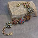 Rainbow Crystal Bracelet, Crystal Flower Jewelry, Statement .