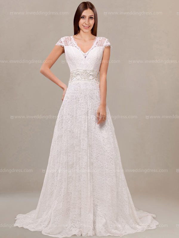 Vintage Style Wedding Dress with Cap Sleeves $2