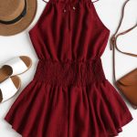 28% OFF] 2020 Smocked Waist Cami Dress In RED WINE | ZAF