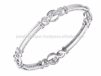 Chameli Bangle Design 14k White Gold Bracelet Diamond Jewelry .