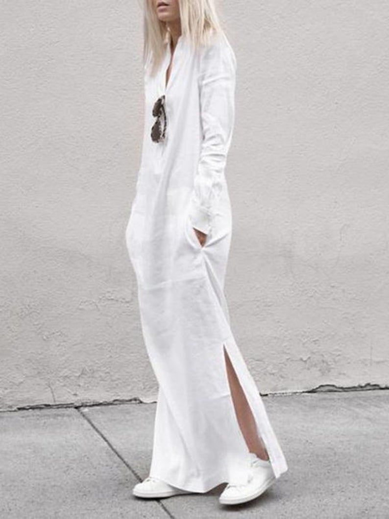 Adorable long white maxi dress for women